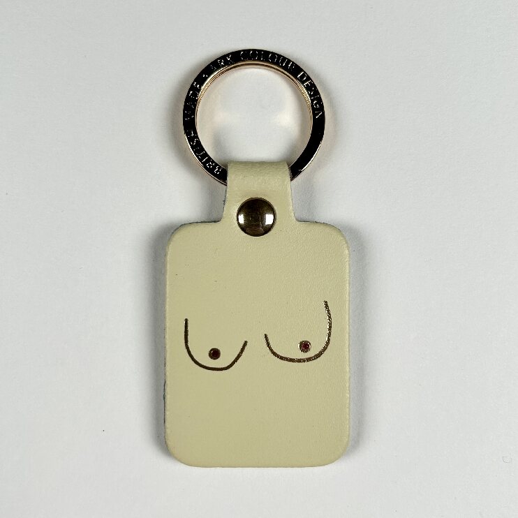 Image of the cream boob leather key fob
