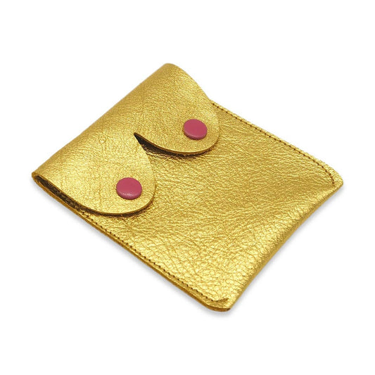 Metallic Golden Boob Pouch: Leather Feminist Coin Purse