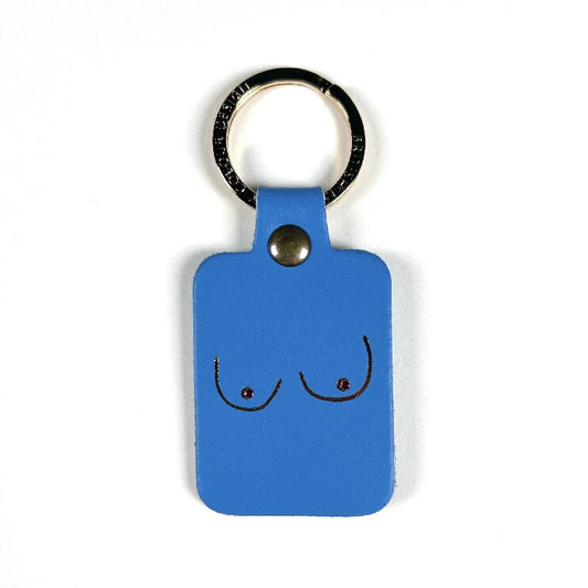 Cornflower Blue boob leather key fob 