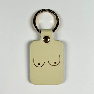 Image of the cream  boob leather key fob