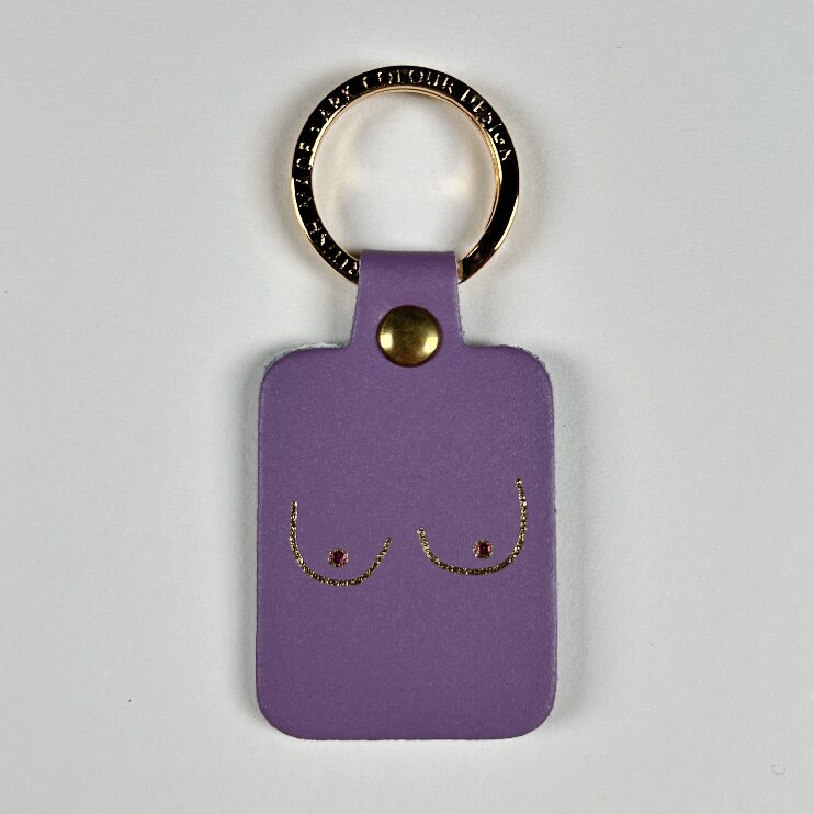 Image of the lilac boob leather key fob