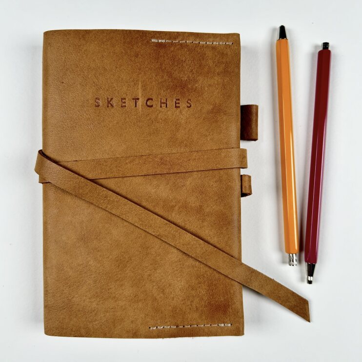 Limited Edition Leather Sketchbook Cover with Pen Loop by The Hide Ranger.