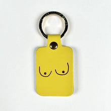 Load image into Gallery viewer, Image of the yellow boob leather key fob
