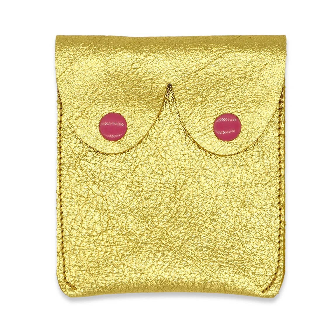 Metallic Golden Boob Pouch: Leather Feminist Coin Purse