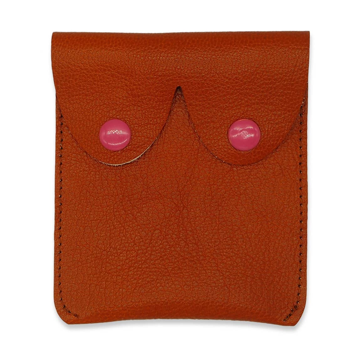 Tan Brown Leather Boobs Pouches: Fun Feminist Coin Purses