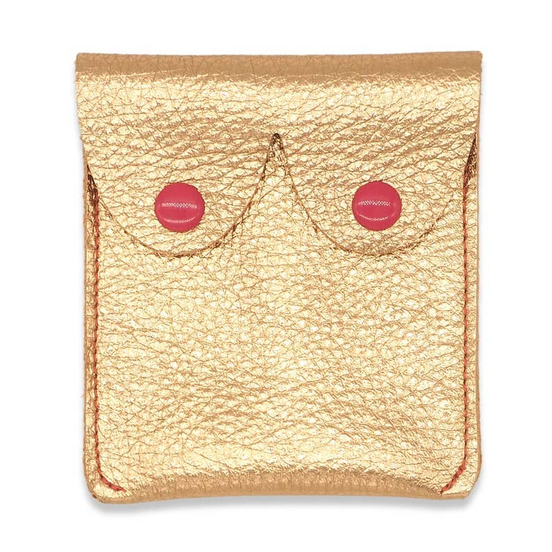 Rose Gold Metallic Boob Pouch: Leather Feminist Coin Purse