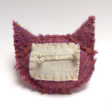 Load image into Gallery viewer, Deep Lilac Harris Tweed Cat Brooch
