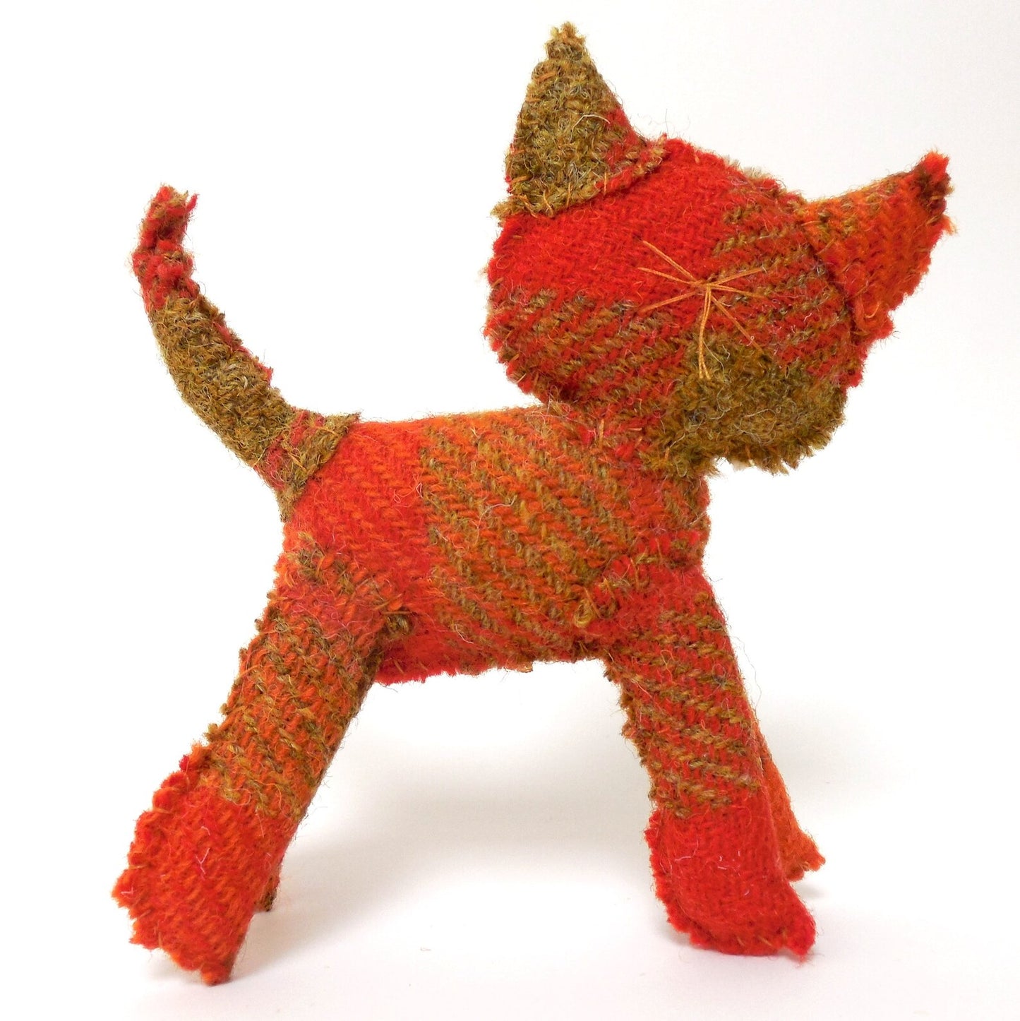 Orange Check Harris Tweed Kitty