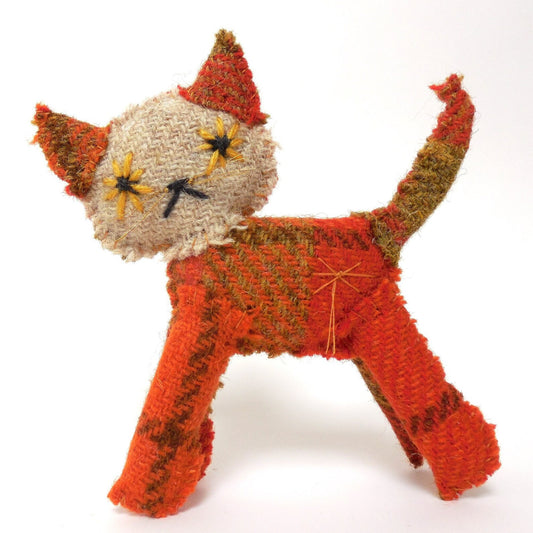 Orange Check Harris Tweed Kitty